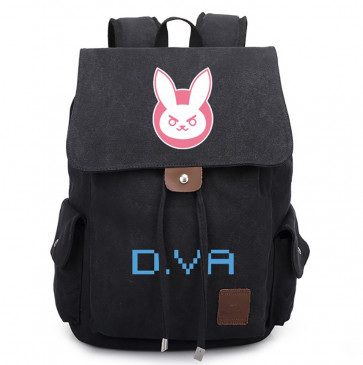 Overwatch DVA Black Canvas Backpack Schoolbag Rucksack