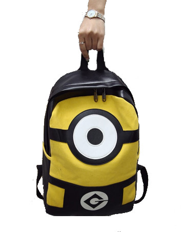 Minion Black Leather Feel Backpack 16 Inch